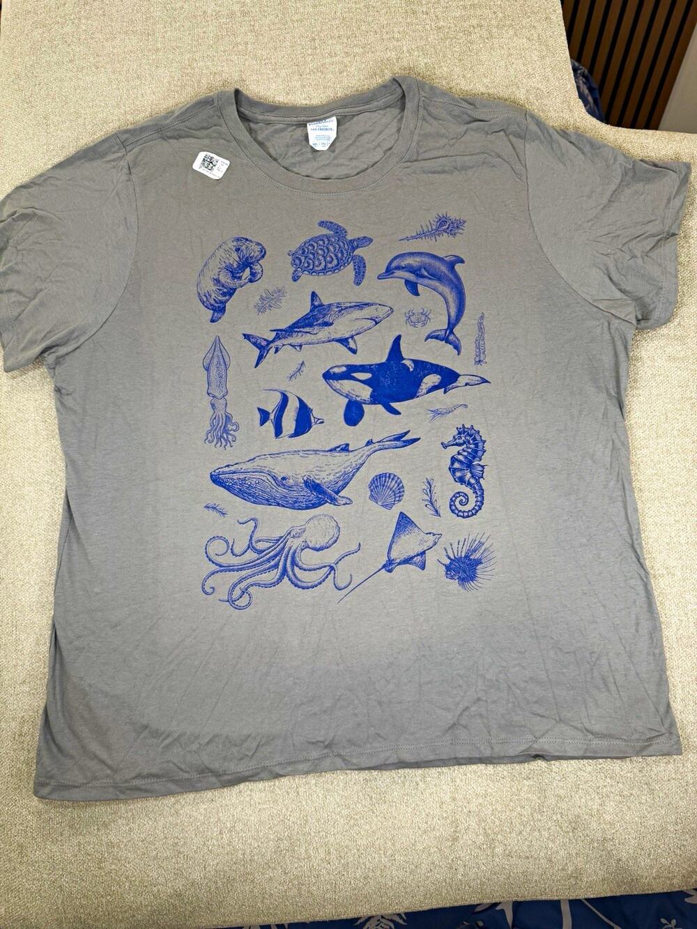Port & Company Fan Favorite women’s 2XL Gray Cotton Crew Sea Life Graphic Tee